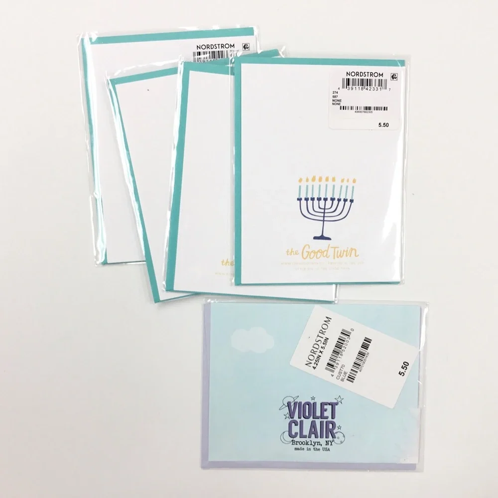 NWT Set of 5 Hanukkah Greeting Cards and Envelopes - Blank Inside